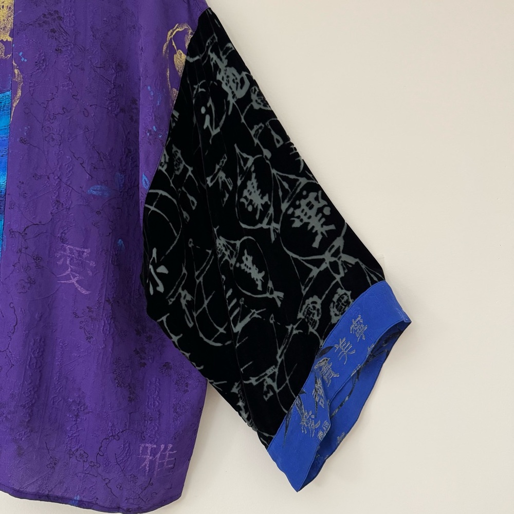 Chico's Velvet Burnout Kimono Purple and Blue Silk Blend Jacket Size XL / 3, EUC - Picture 10 of 12